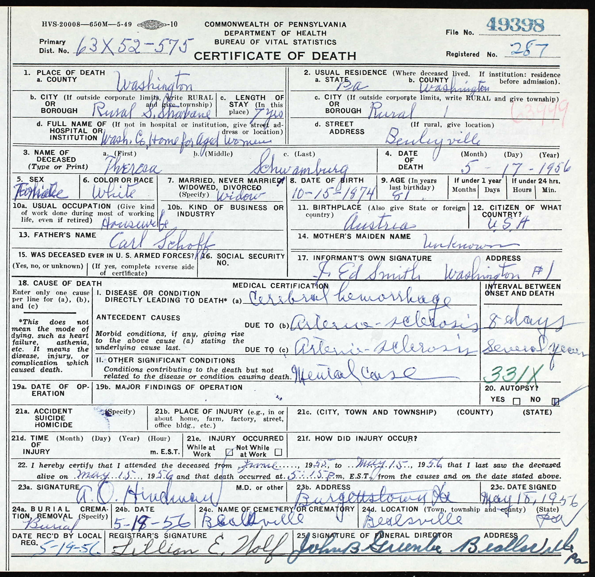 death certificate